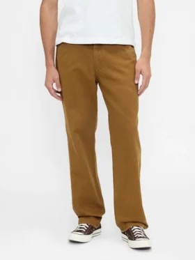 Volné rovné khaki kalhoty