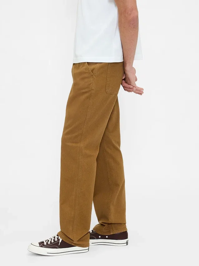 Volné rovné khaki kalhoty
