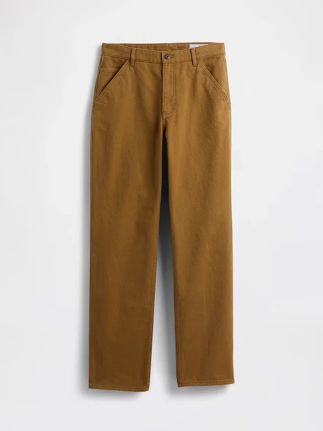 Volné rovné khaki kalhoty